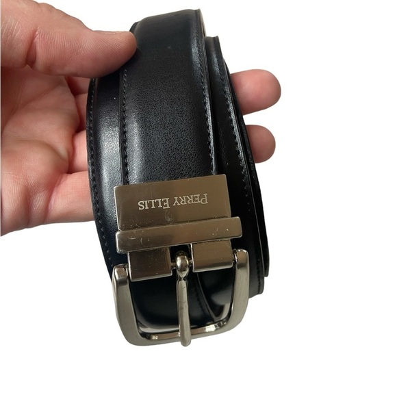 Perry Ellis Black Leather Belt 42/105 - Picture 10 of 10
